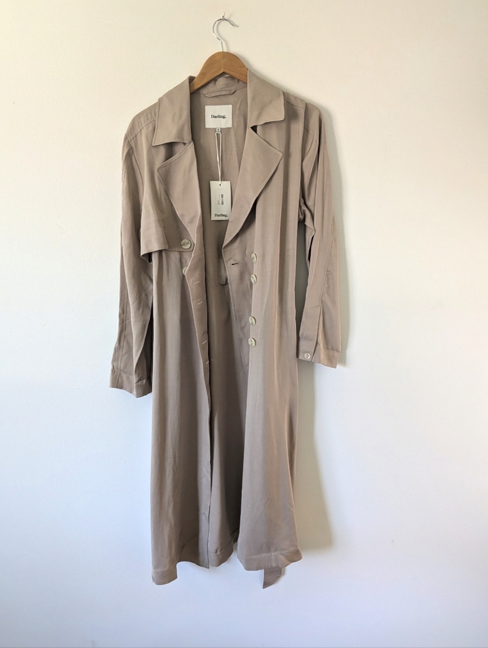 NWT! Darling Overcast Lightweight Belted Trench Coat In Tan M - Picture 4 of 12